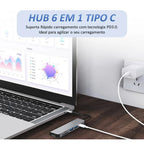 Hub USB-C 6 em 1 com HDMI 4K para Mac e Notebooks