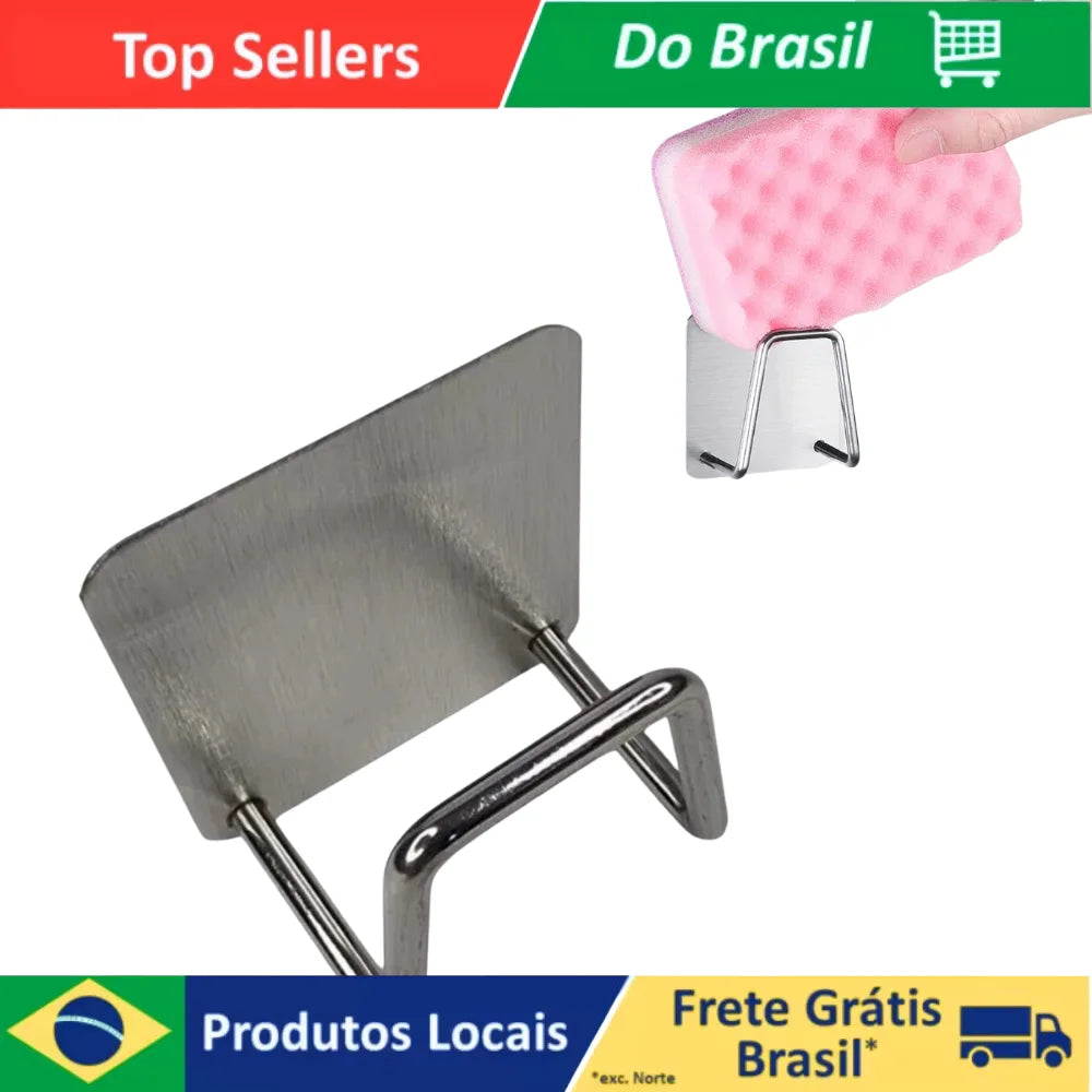Kit 2 Suportes Organizadores de Pia em Aço Inox com Imã | Porta-Esponja