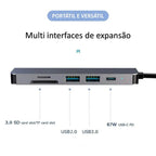 Hub USB-C 6 em 1 com HDMI 4K para Mac e Notebooks