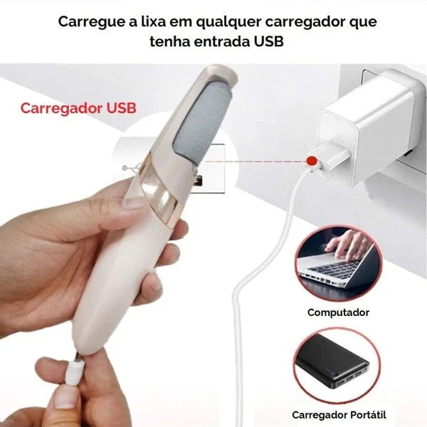 Lixador Elétrico para Pés | Removedor de Calos Portátil Recarregável