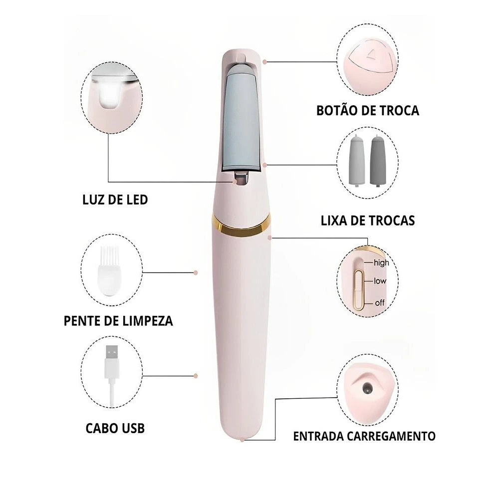 Lixador Elétrico para Pés | Removedor de Calos Portátil Recarregável