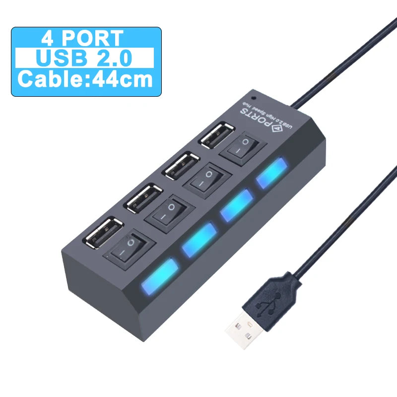 Hub USB 3.0 com 7 Portas e Switch Individual por Porta