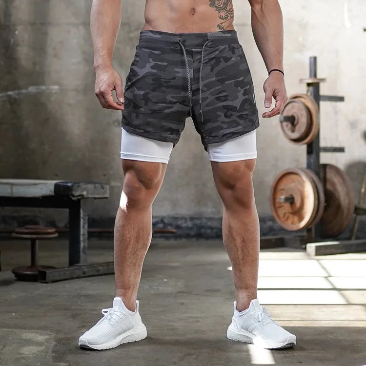Short Esportivo Masculino 2 em 1 | Secagem Rápida para Corrida e Academia