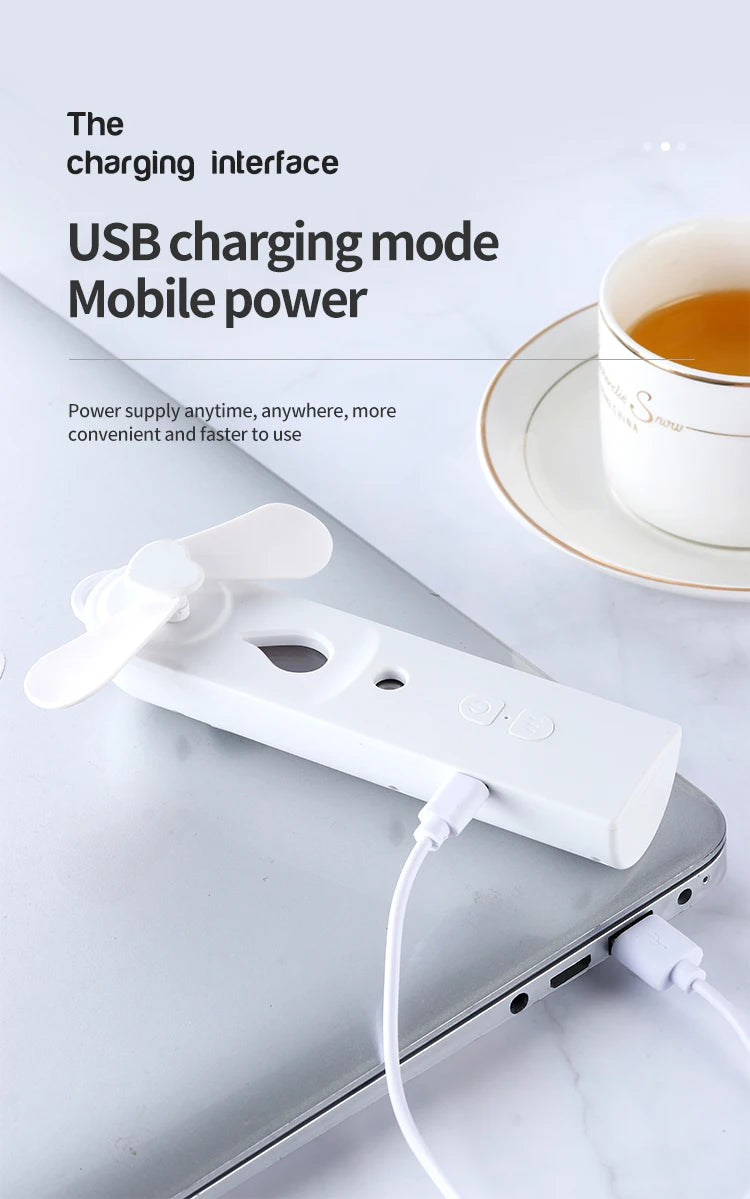 Mini Ventilador USB com Umidificador e Difusor Nano Spray 500mAh