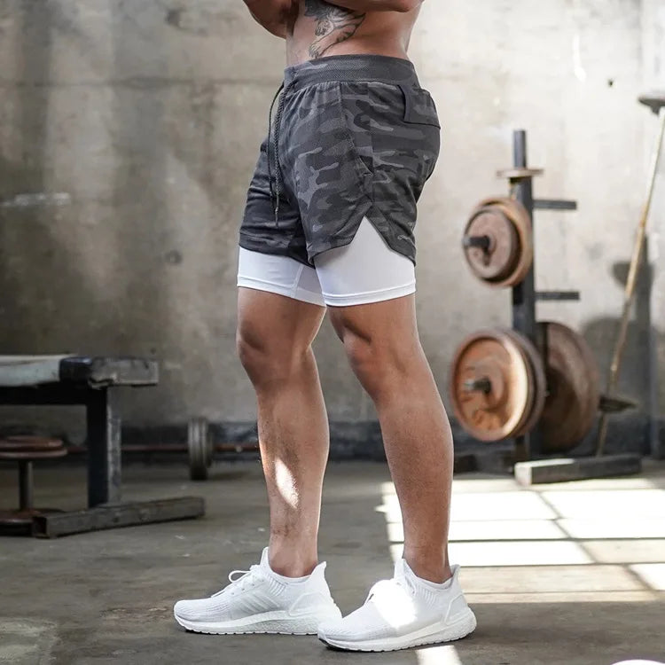 Short Esportivo Masculino 2 em 1 | Secagem Rápida para Corrida e Academia