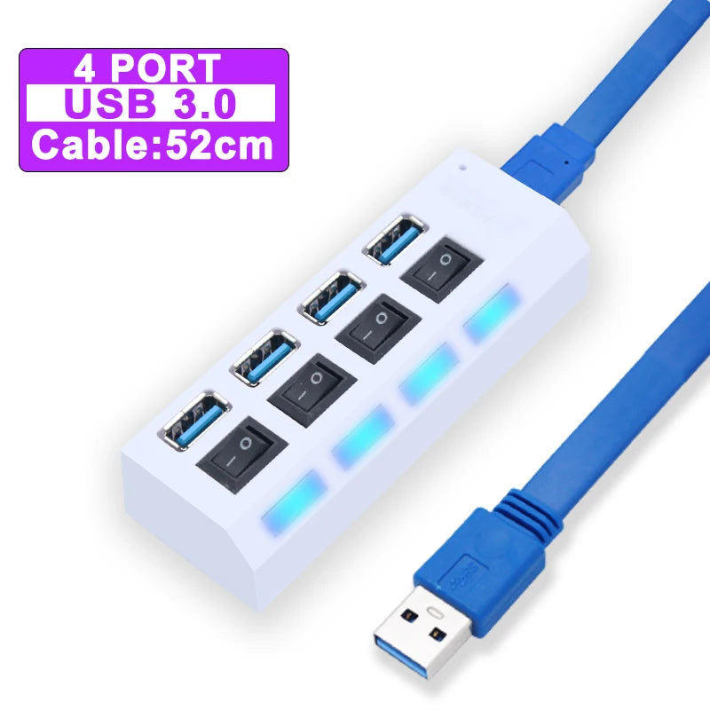 Hub USB 3.0 com 7 Portas e Switch Individual por Porta