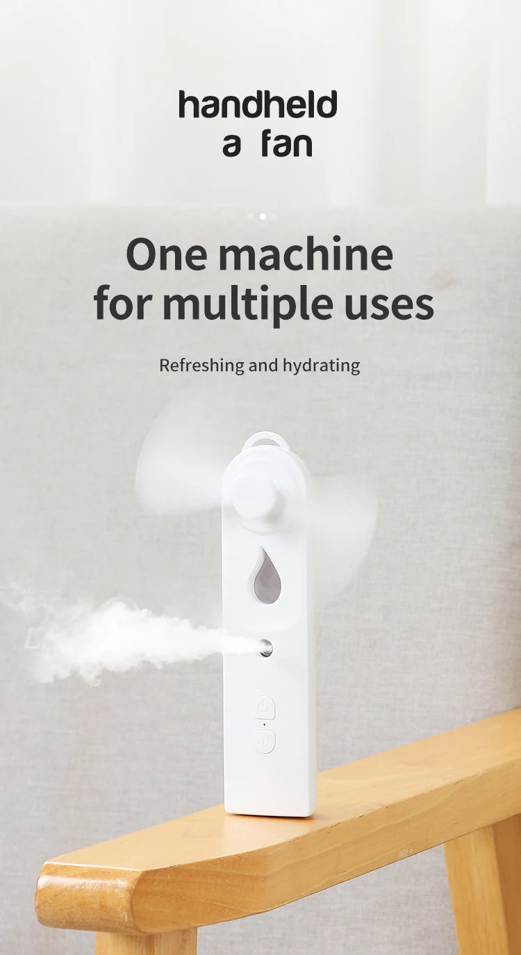Mini Ventilador USB com Umidificador e Difusor Nano Spray 500mAh