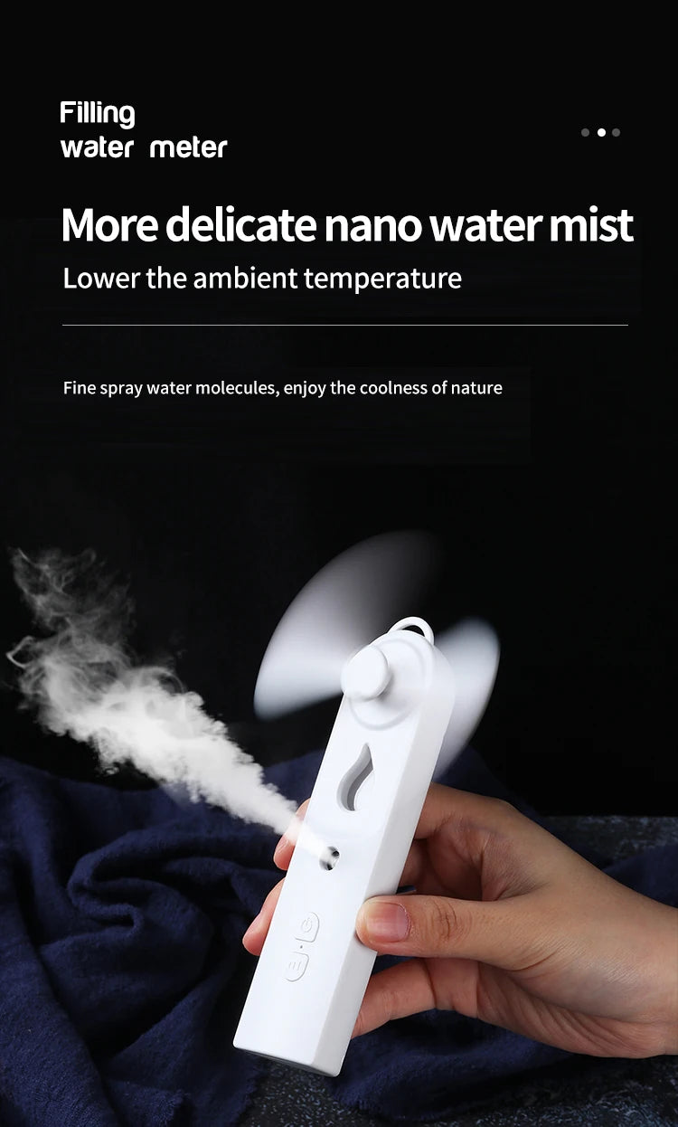 Mini Ventilador USB com Umidificador e Difusor Nano Spray 500mAh