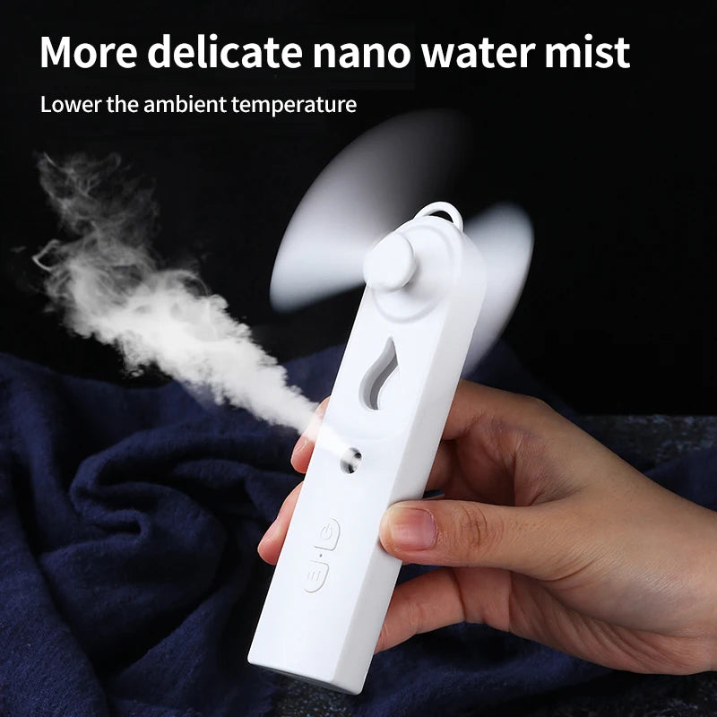 Mini Ventilador USB com Umidificador e Difusor Nano Spray 500mAh