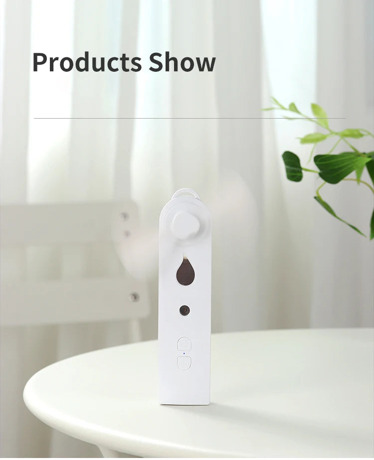 Mini Ventilador USB com Umidificador e Difusor Nano Spray 500mAh