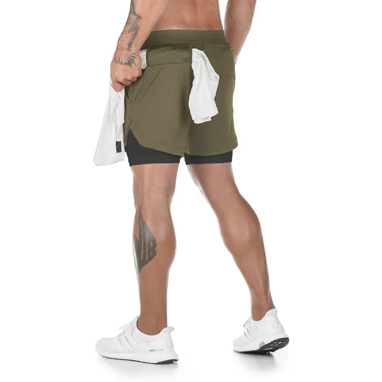 Short Esportivo Masculino 2 em 1 | Secagem Rápida para Corrida e Academia