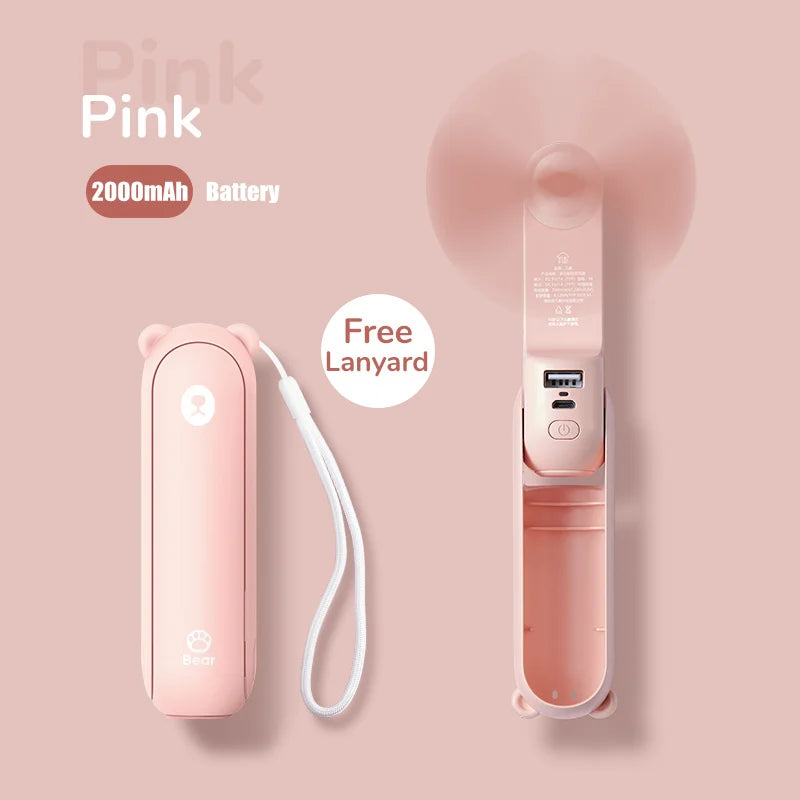 Mini Ventilador Recarregável USB 2000mAh Silencioso Himist