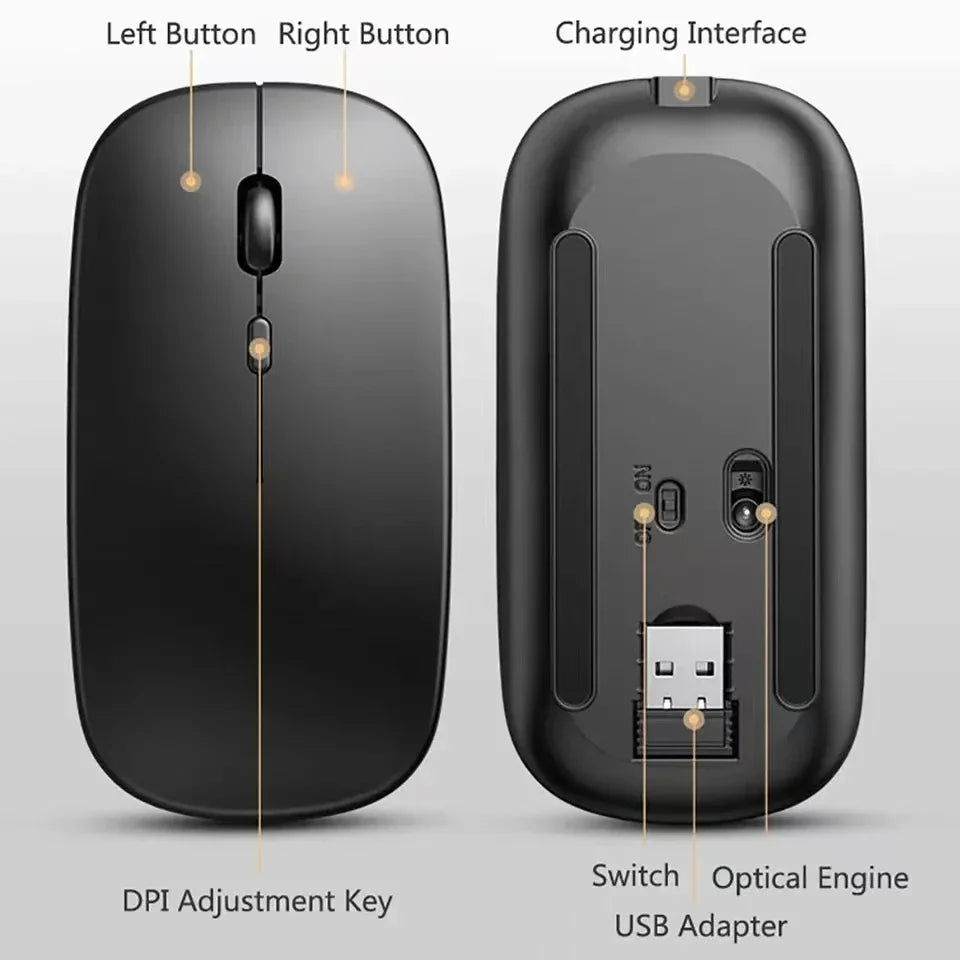 Mouse Gamer Bluetooth + 2.4GHz Modo Duplo Recarregável