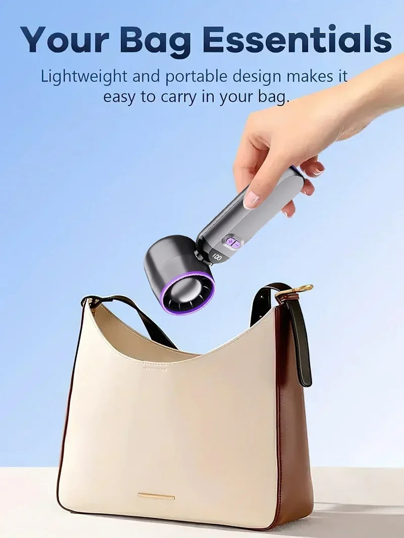 Mini Ventilador Portátil 6000mAh com 100 Velocidades e Display LED