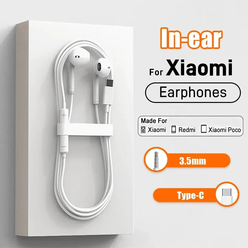 Fone de Ouvido com Fio 3,5mm Compatível com Xiaomi e Redmi