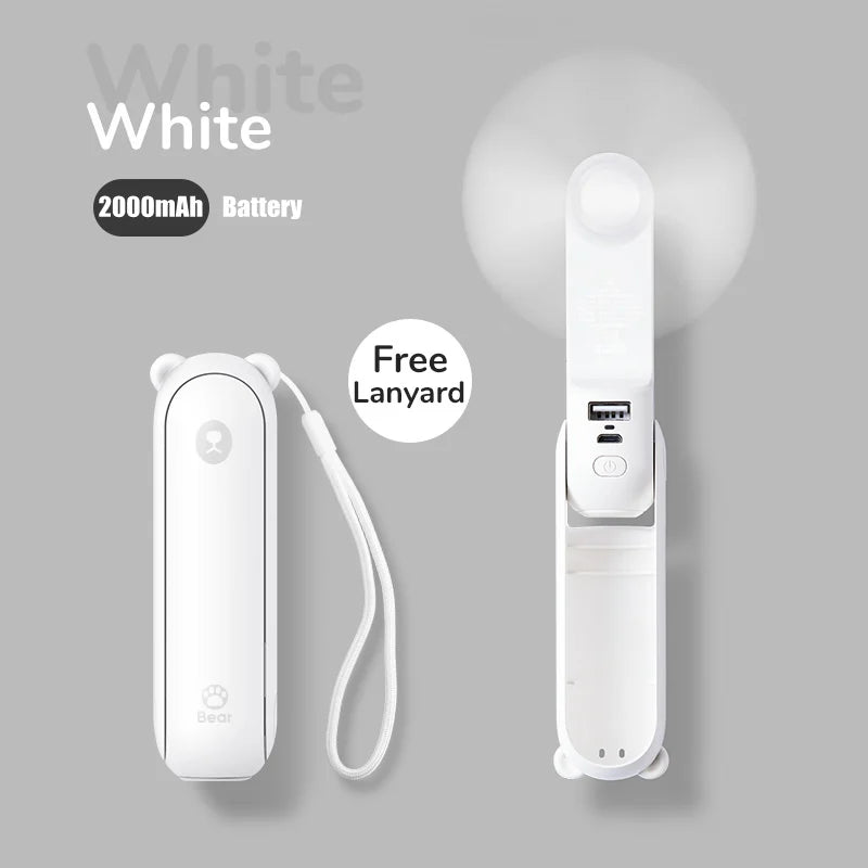Mini Ventilador Recarregável USB 2000mAh Silencioso Himist