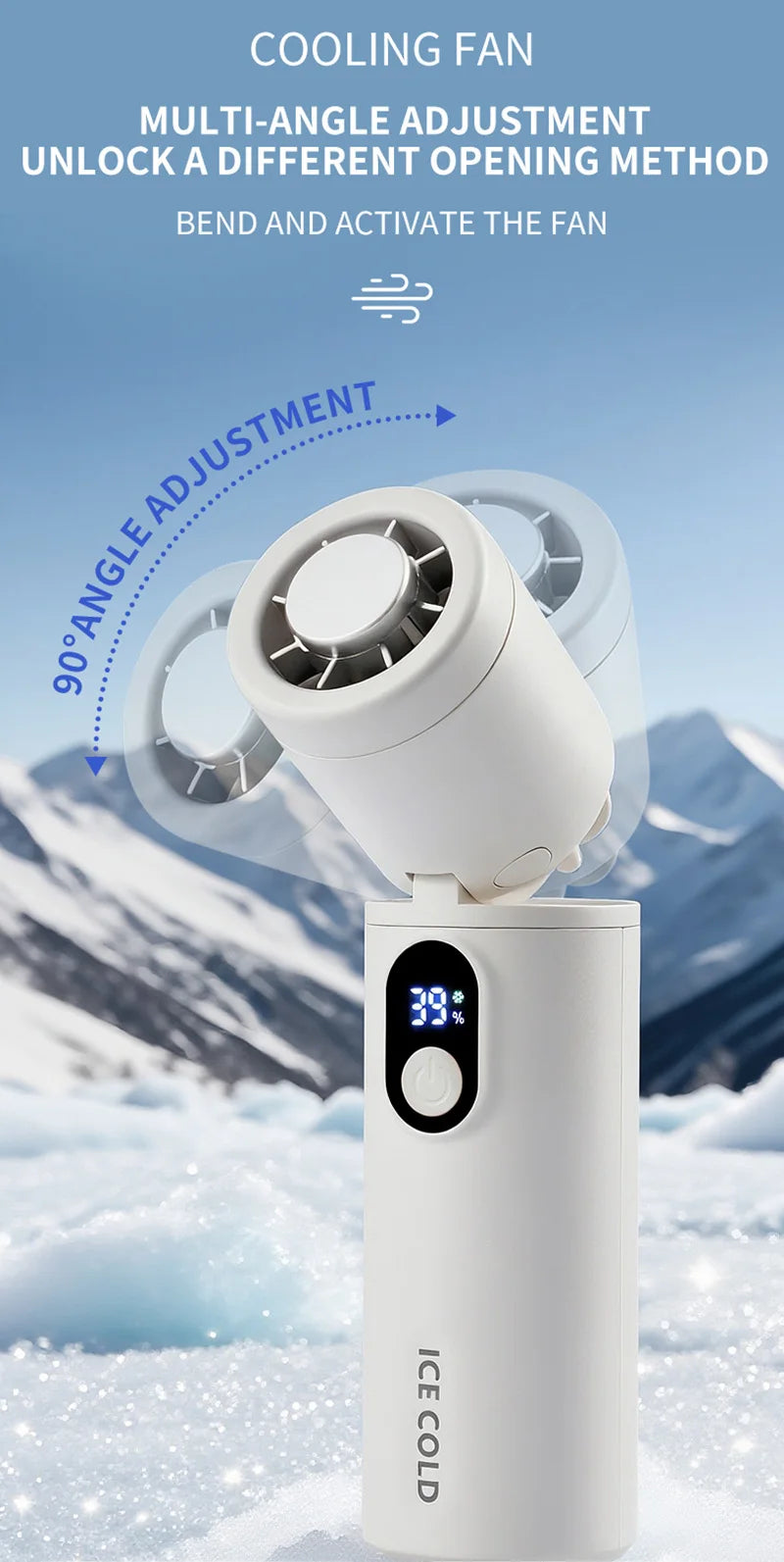 Ventilador de Mão Portátil Lenovo Recarregável