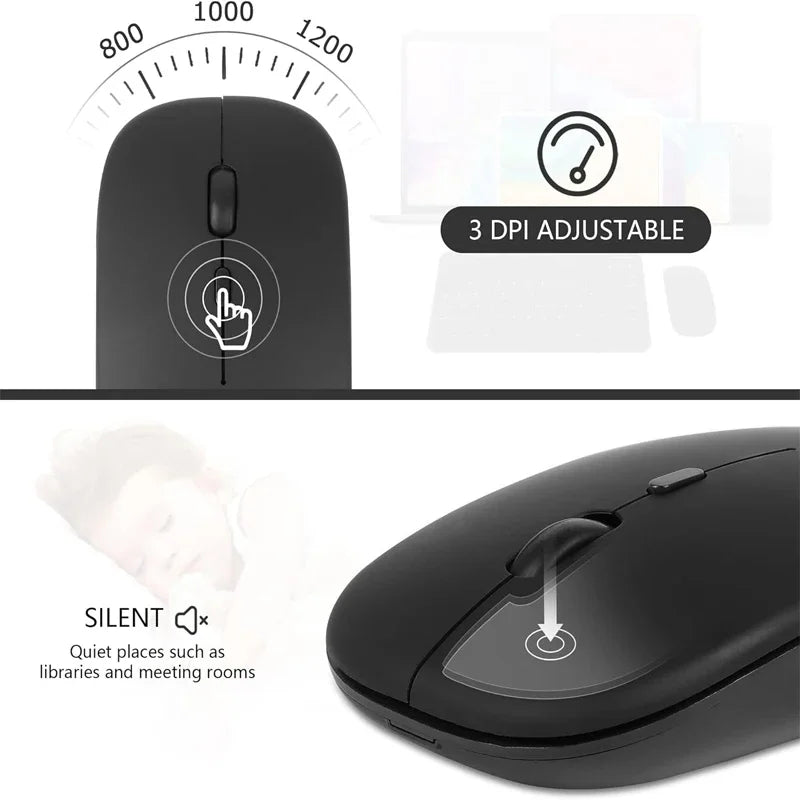 Mouse Gamer Bluetooth + 2.4GHz Modo Duplo Recarregável