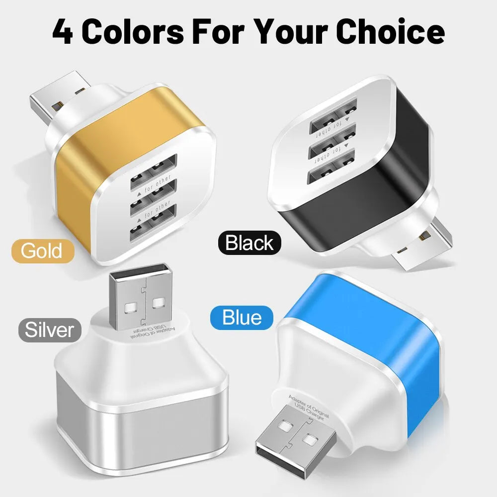 Adaptador USB 3 em 1 com 3 Portas USB 2.0