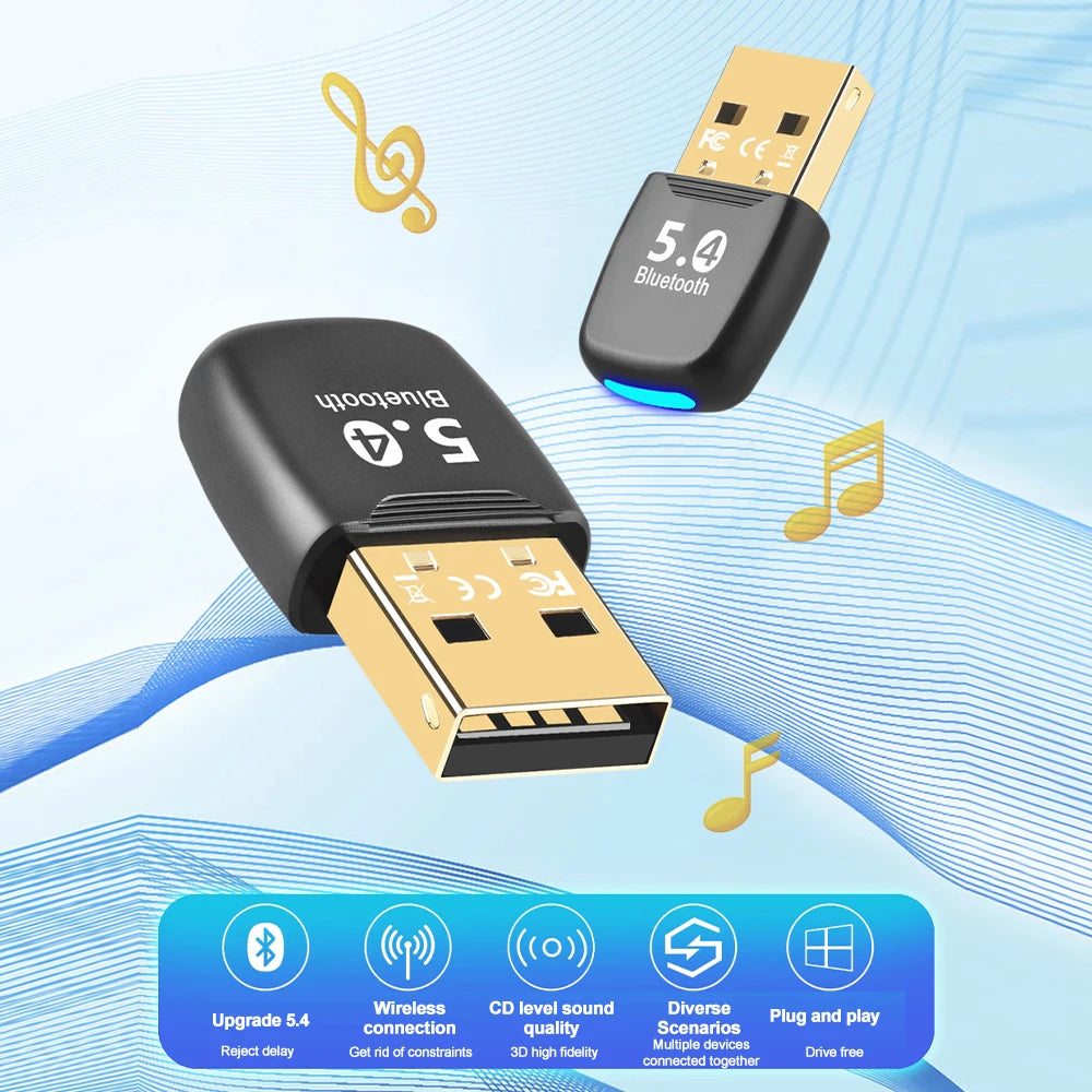 Adaptador Bluetooth 5.4 USB para PC | Dongle Receptor Sem Fio