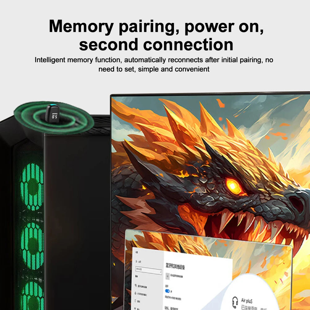 Adaptador Bluetooth 5.4 USB para PC | Dongle Receptor Sem Fio