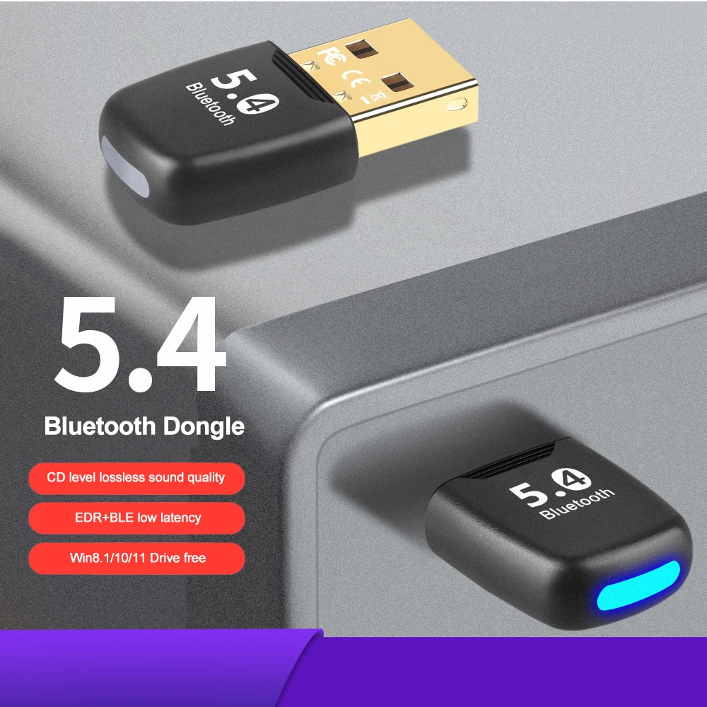 Adaptador Bluetooth 5.4 USB para PC | Dongle Receptor Sem Fio