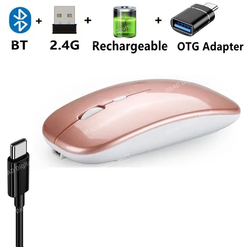Mouse Gamer Bluetooth + 2.4GHz Modo Duplo Recarregável