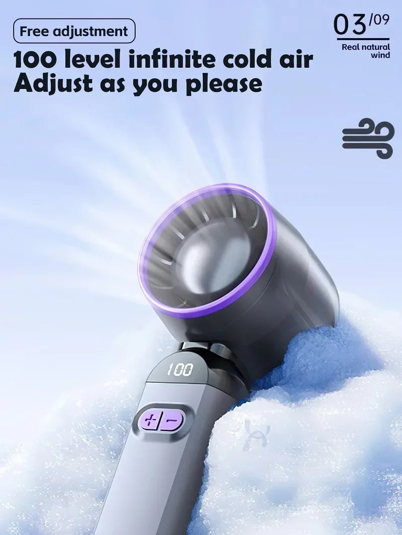 Mini Ventilador Portátil 6000mAh com 100 Velocidades e Display LED