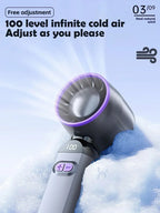 Mini Ventilador Portátil 6000mAh com 100 Velocidades e Display LED
