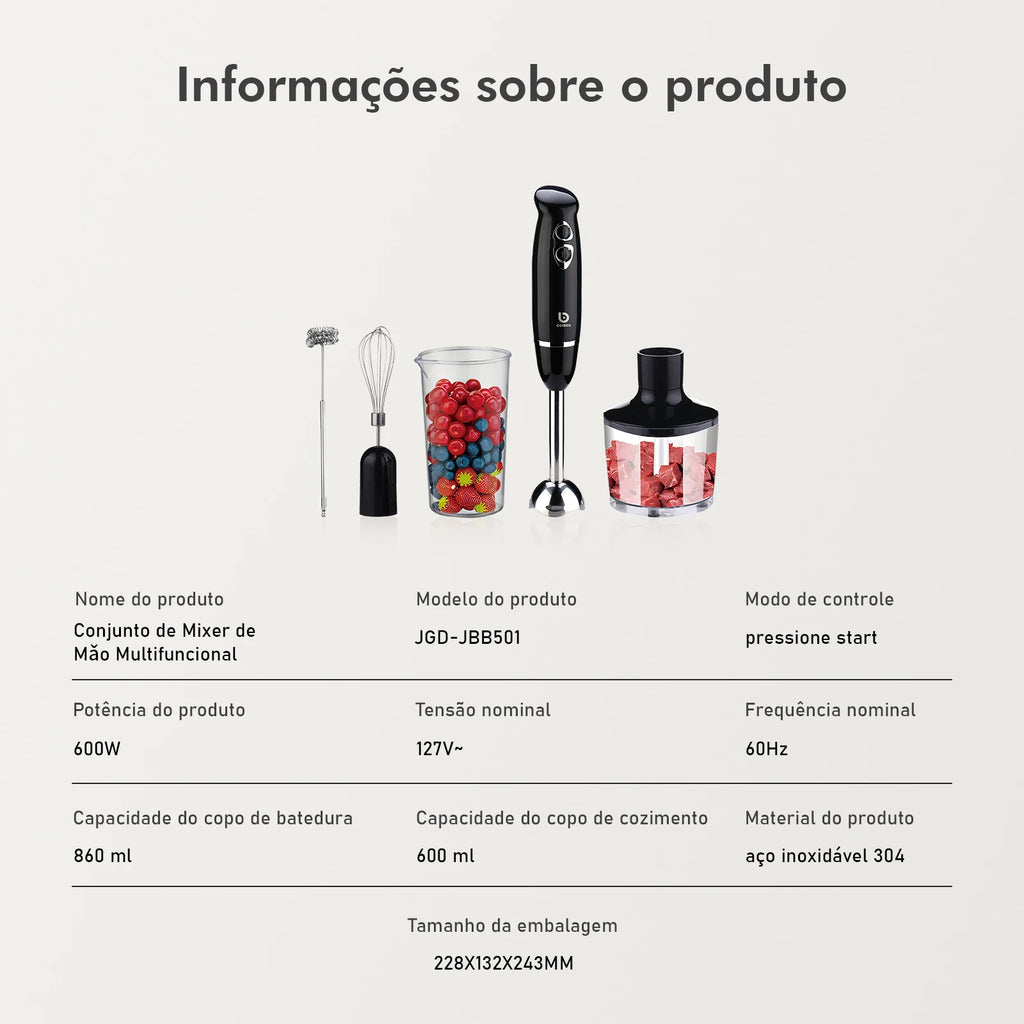 Mini Liquidificador Portátil Elétrico 127V/220V