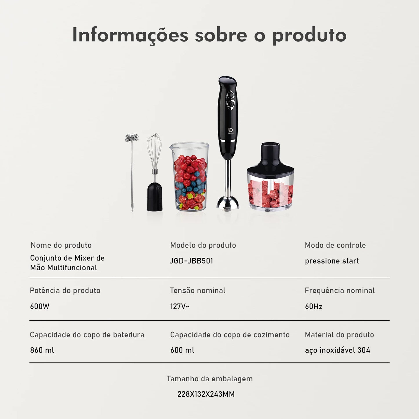 Mini Liquidificador Portátil Elétrico 127V/220V
