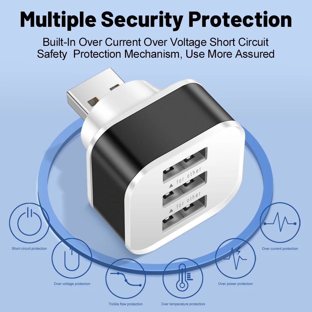 Adaptador USB 3 em 1 com 3 Portas USB 2.0