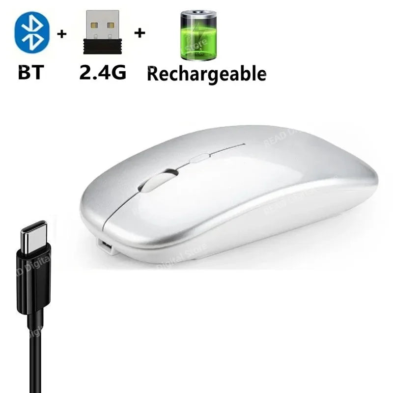 Mouse Gamer Bluetooth + 2.4GHz Modo Duplo Recarregável