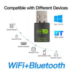 Adaptador USB Wi-Fi + Bluetooth 2 em 1 600Mbps Dual Band