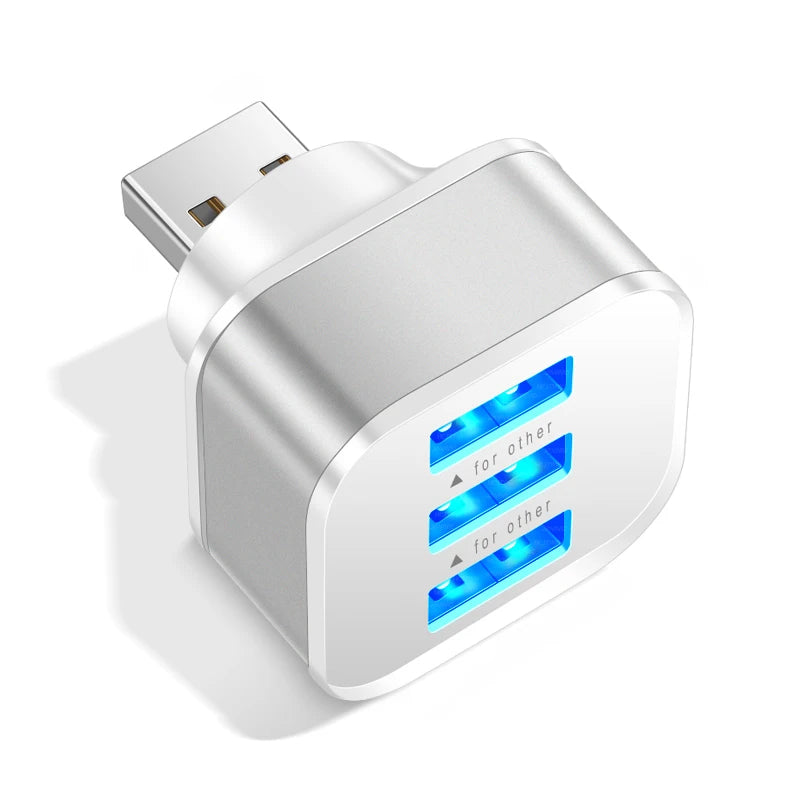 Adaptador USB 3 em 1 com 3 Portas USB 2.0