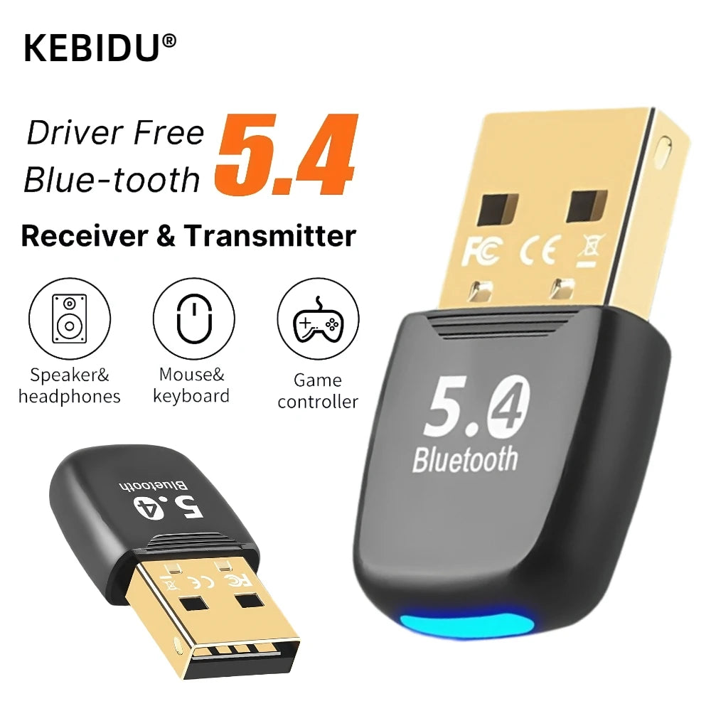 Adaptador Bluetooth 5.4 USB para PC | Dongle Receptor Sem Fio