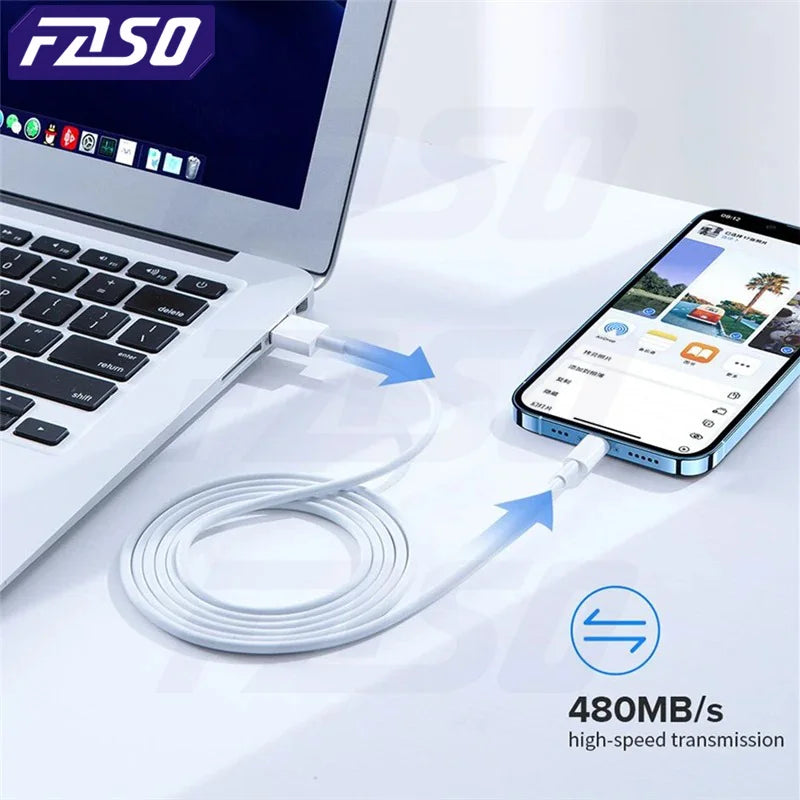 Cabo Carregador USB para iPhone com Carregamento Rápido 2.4A | 1m, 2m ou 3m