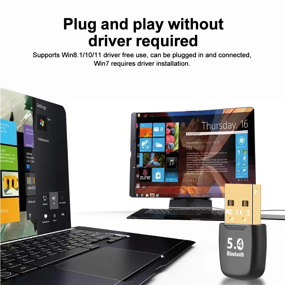 Adaptador Bluetooth 5.4 USB para PC | Dongle Receptor Sem Fio