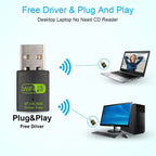 Adaptador USB Wi-Fi + Bluetooth 2 em 1 600Mbps Dual Band