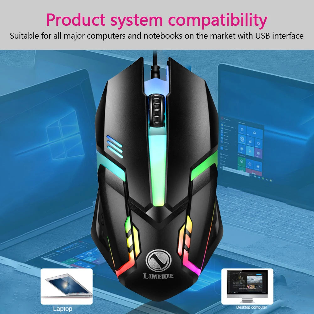 Mouse Gamer com Fio Limei S1 LED RGB USB 1200 DPI