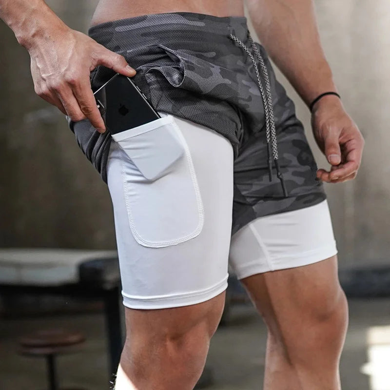 Short Esportivo Masculino 2 em 1 | Secagem Rápida para Corrida e Academia