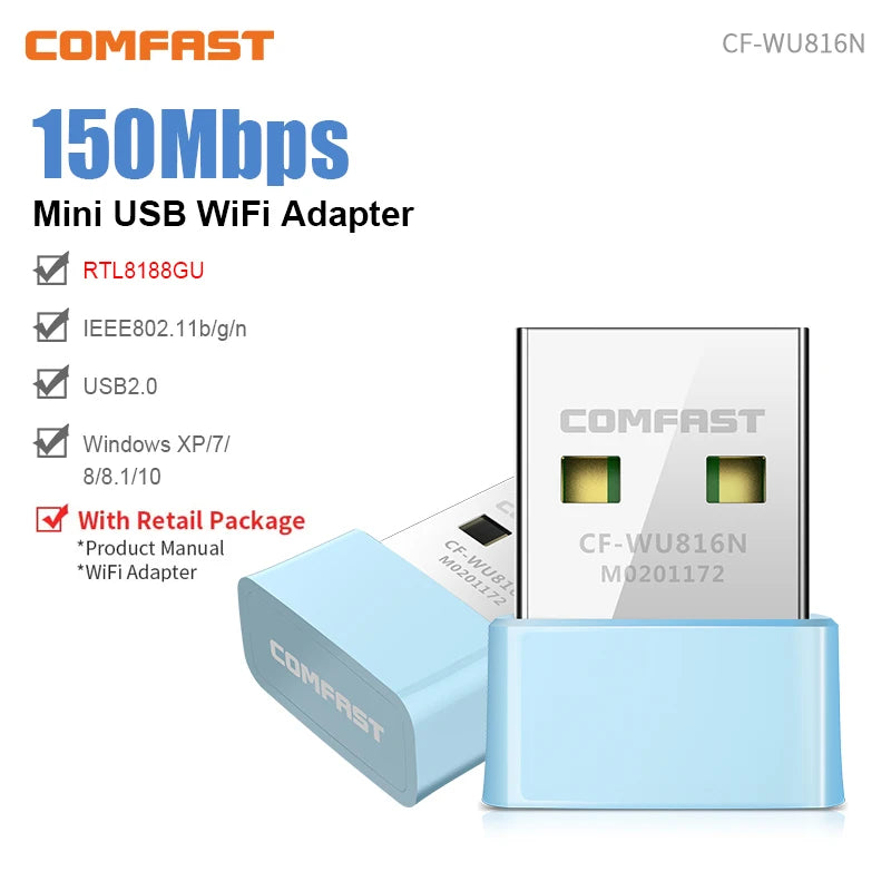 Adaptador USB Wi-Fi 6 COMFAST Mini Sem Driver 600Mbps