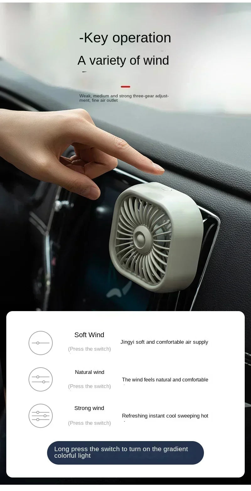 Mini Ventilador USB para Carro | Resfriamento Rápido e Silencioso