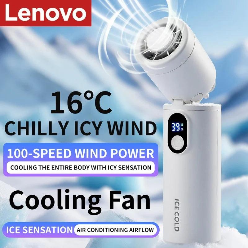Ventilador de Mão Portátil Lenovo Recarregável