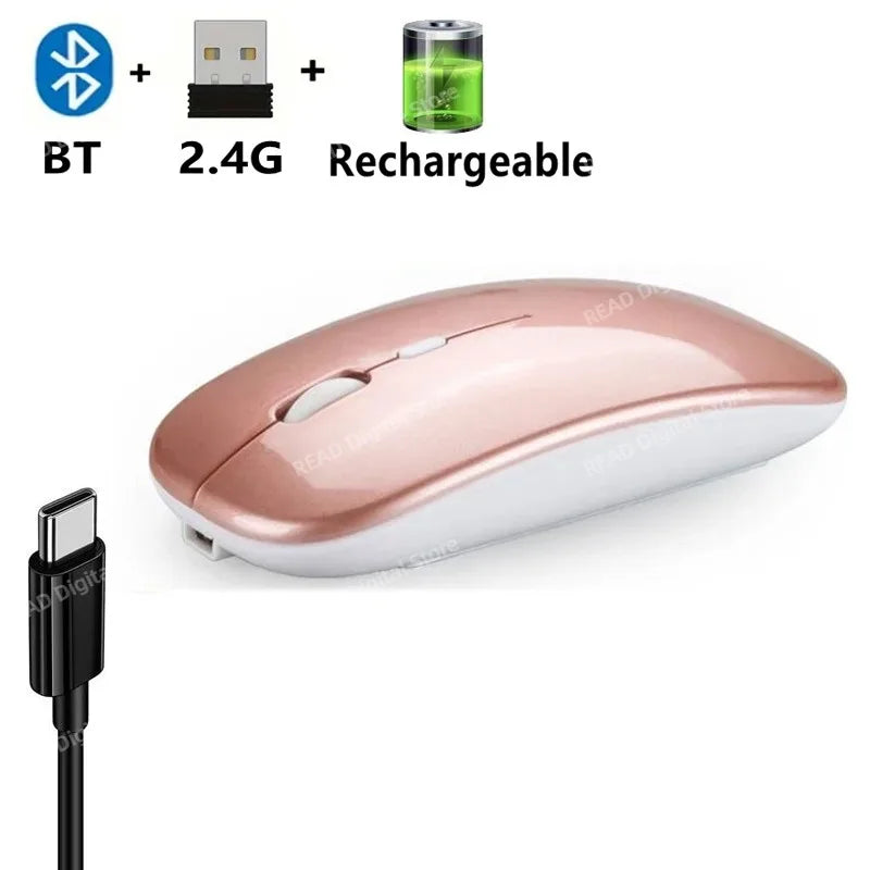 Mouse Gamer Bluetooth + 2.4GHz Modo Duplo Recarregável