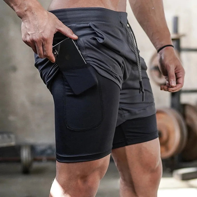 Short Esportivo Masculino 2 em 1 | Secagem Rápida para Corrida e Academia