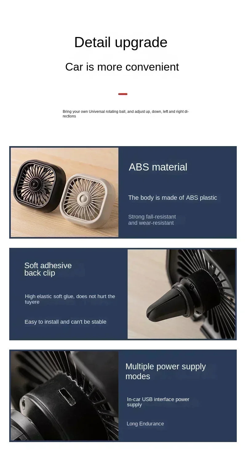 Mini Ventilador USB para Carro | Resfriamento Rápido e Silencioso