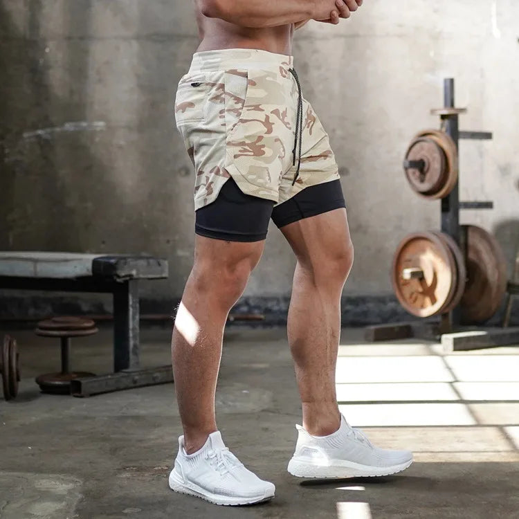 Short Esportivo Masculino 2 em 1 | Secagem Rápida para Corrida e Academia