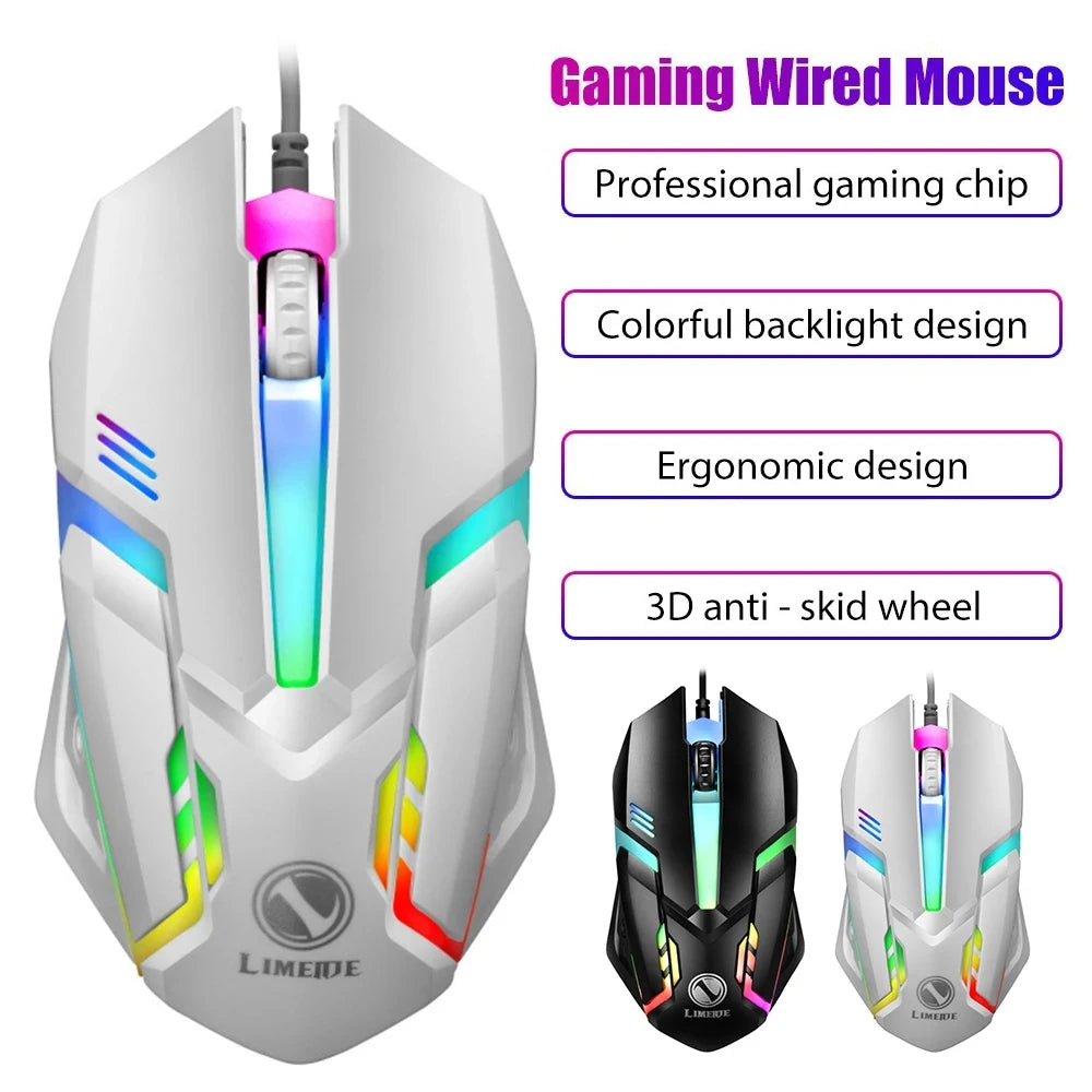 Mouse Gamer com Fio Limei S1 LED RGB USB 1200 DPI