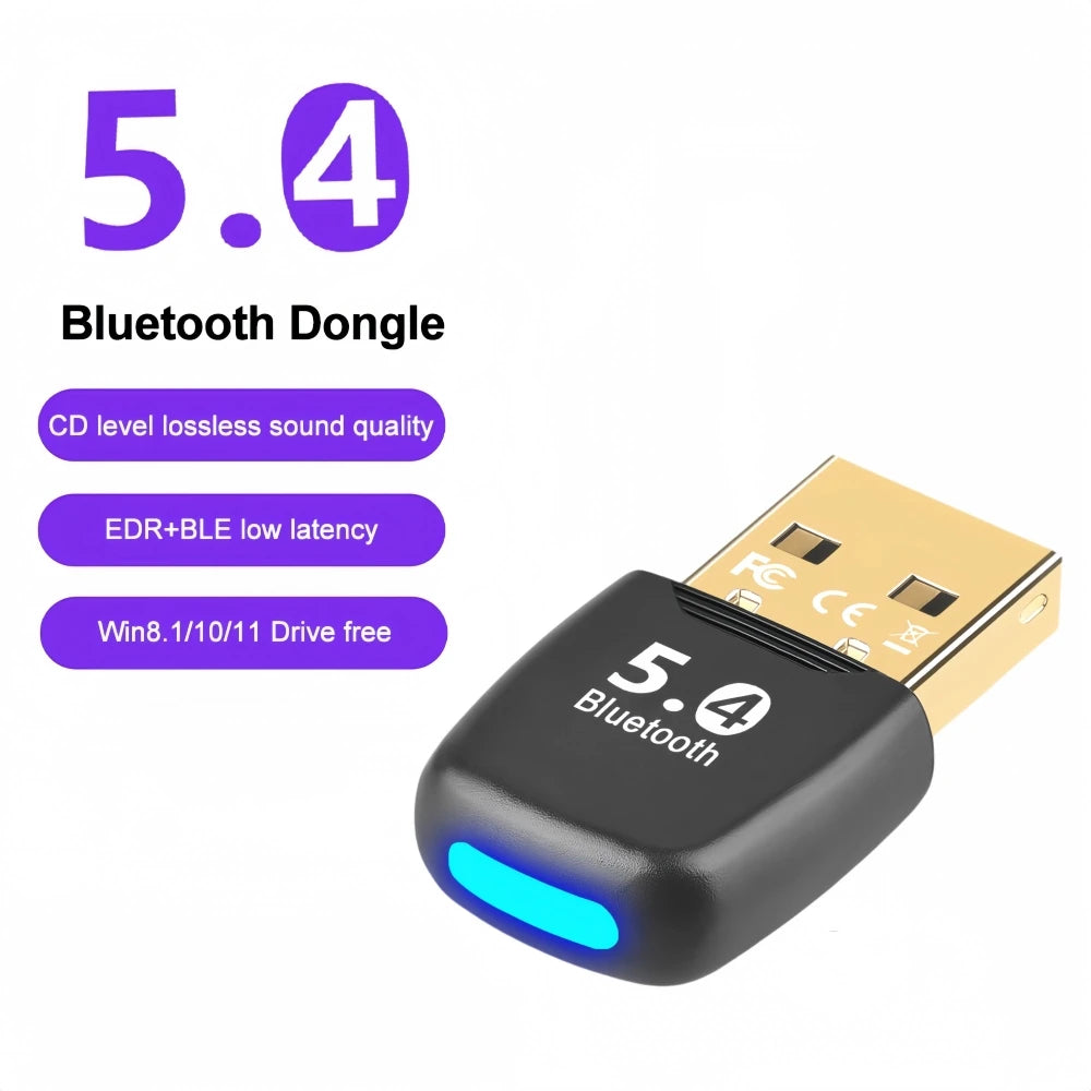 Adaptador Bluetooth 5.4 USB para PC | Dongle Receptor Sem Fio